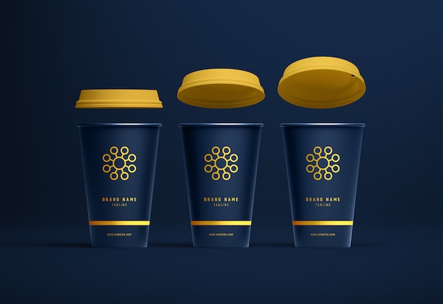 Download Premium Psd Paper Coffee Cup Mockup Set Of Three Front View