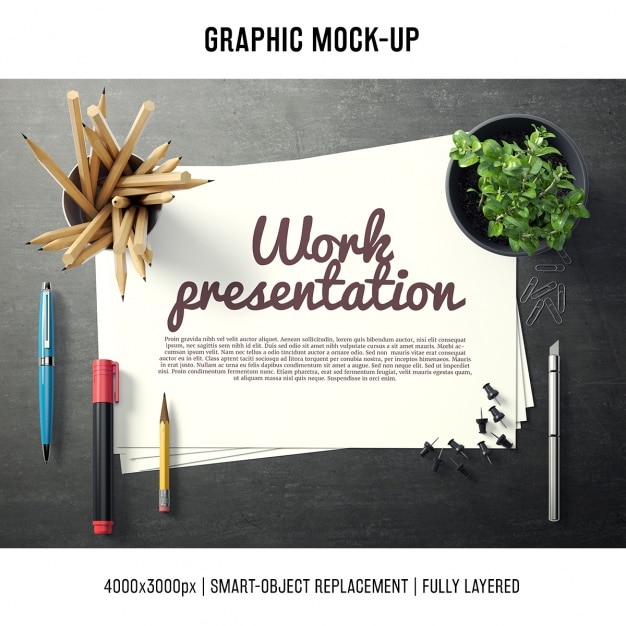 Download Free Psd Paper In A Desk Mock Up Template PSD Mockup Templates