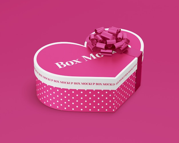 Paper heart gift box with ribbon Premium Psd
