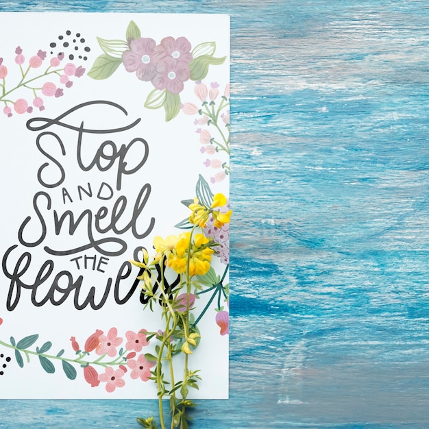Download Paper mockup with floral decoration | Free PSD File