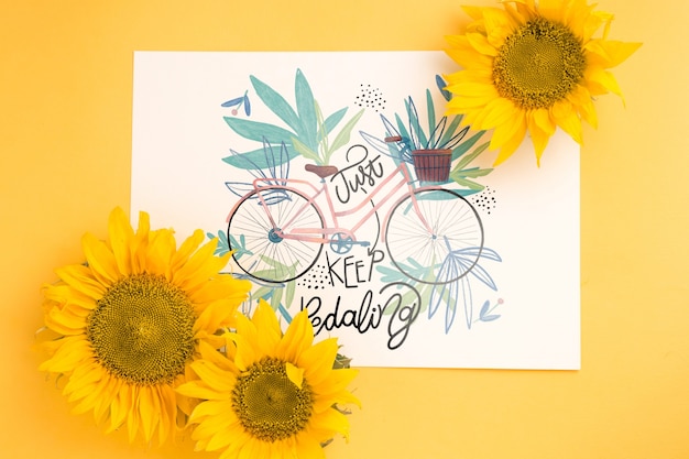 Download Free Psd Paper Mockup With Floral Decoration