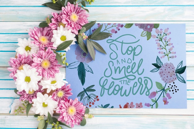 Download Paper mockup with floral decoration | Free PSD File