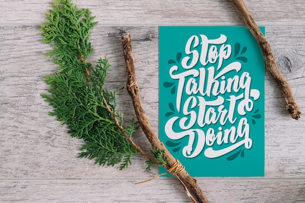 Download Paper mockup with nature concept for quotes | Free PSD File