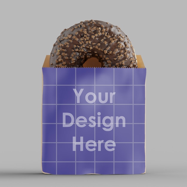 Premium Psd Paper Pack With Chocolate Donut Mockup Isolated