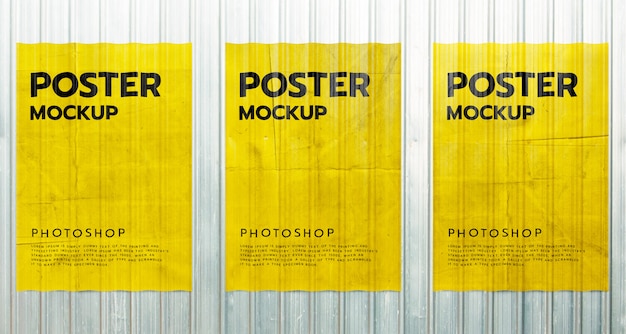 Download Paper poster grunge mockup on metal sheet wall | Premium ...