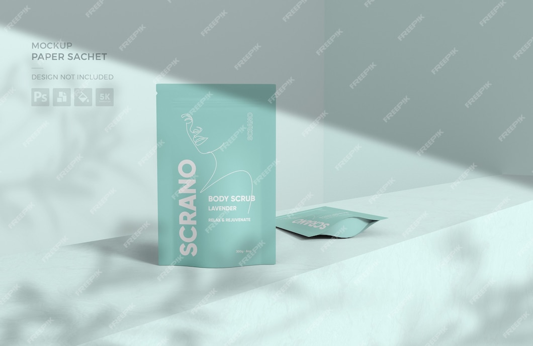 Premium PSD | Paper sachet mockup