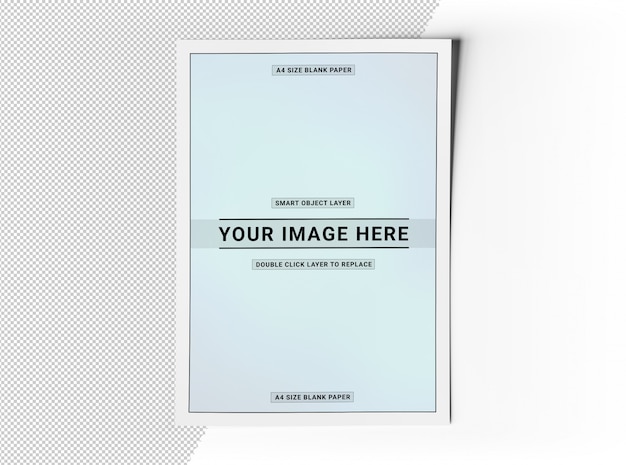 Download Premium Psd Paper Sheet Flyer Cut Out On White Surface Mockup PSD Mockup Templates