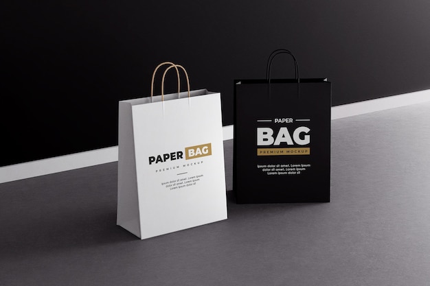 Download Premium PSD | Paper shopping bag mockup black and white