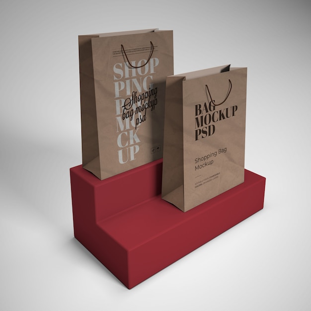 Download Paper shopping bags mockup with editable design and colors ...