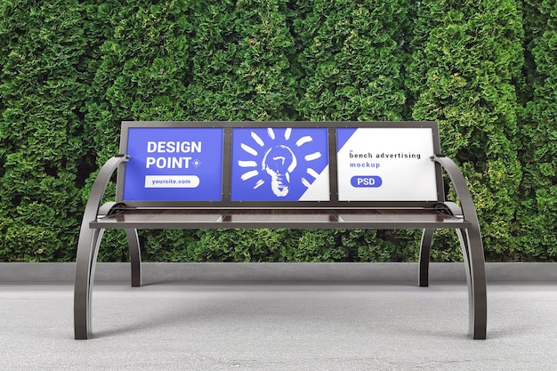 Premium PSD | Park bench with advertising space mockup