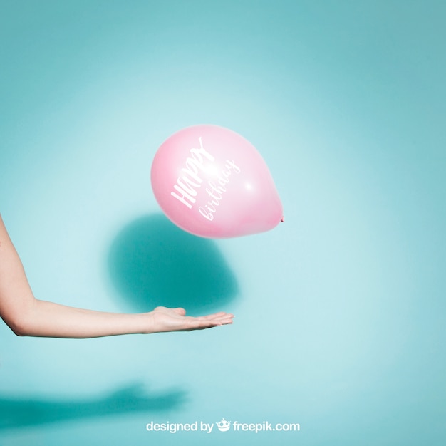 Download Party Concept With Arm And Balloon Psd Mockup Premium And Free Mock Up Templates Pixeden