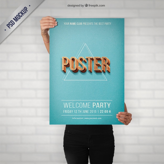 Download Party poster mockup in retro style PSD file | Free Download