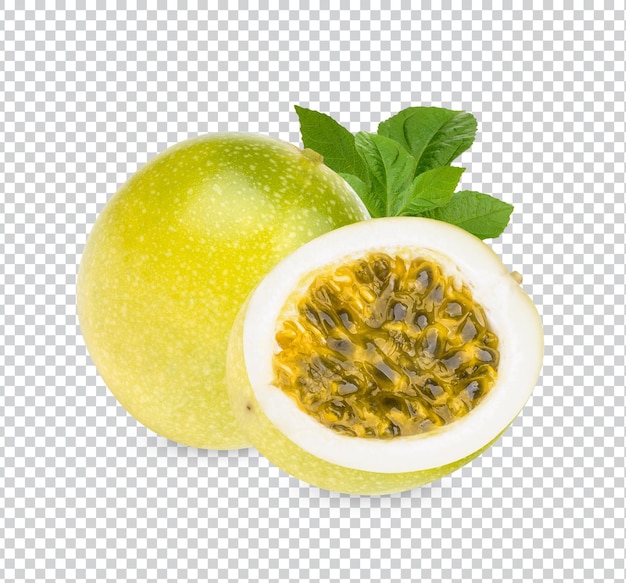 Premium Psd Passion Fruit Passiflora Edulis With Leaves Isolated