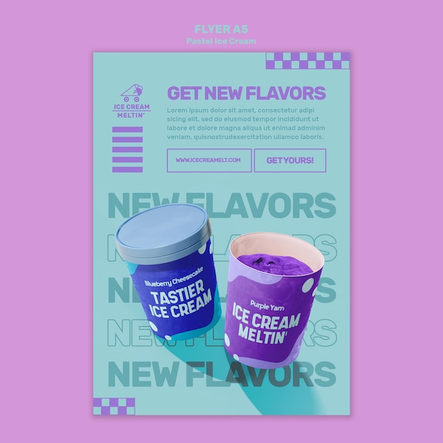 Download Premium PSD | Pastel ice cream flyer template