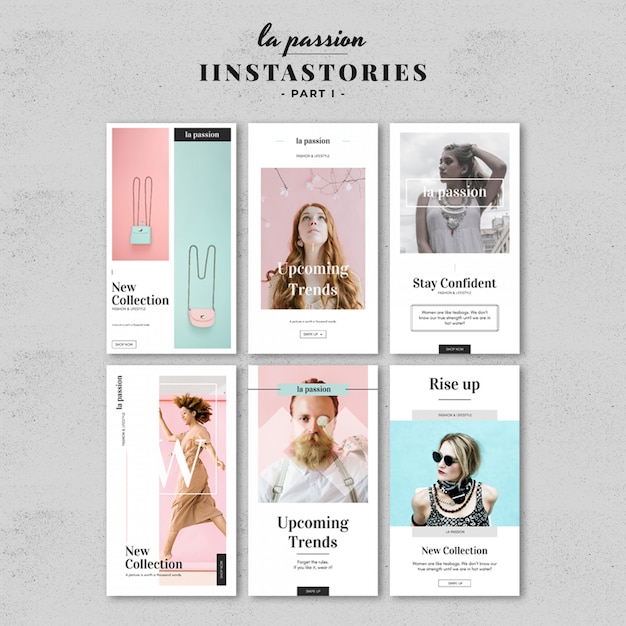 Pastel  instagram story template kit Premium Psd