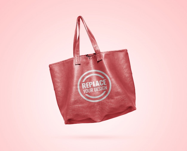 Download Pastel pink leather tote bag mockup | Premium PSD File