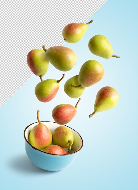 Download Premium Psd Pears Flying In A Bowl Mockup