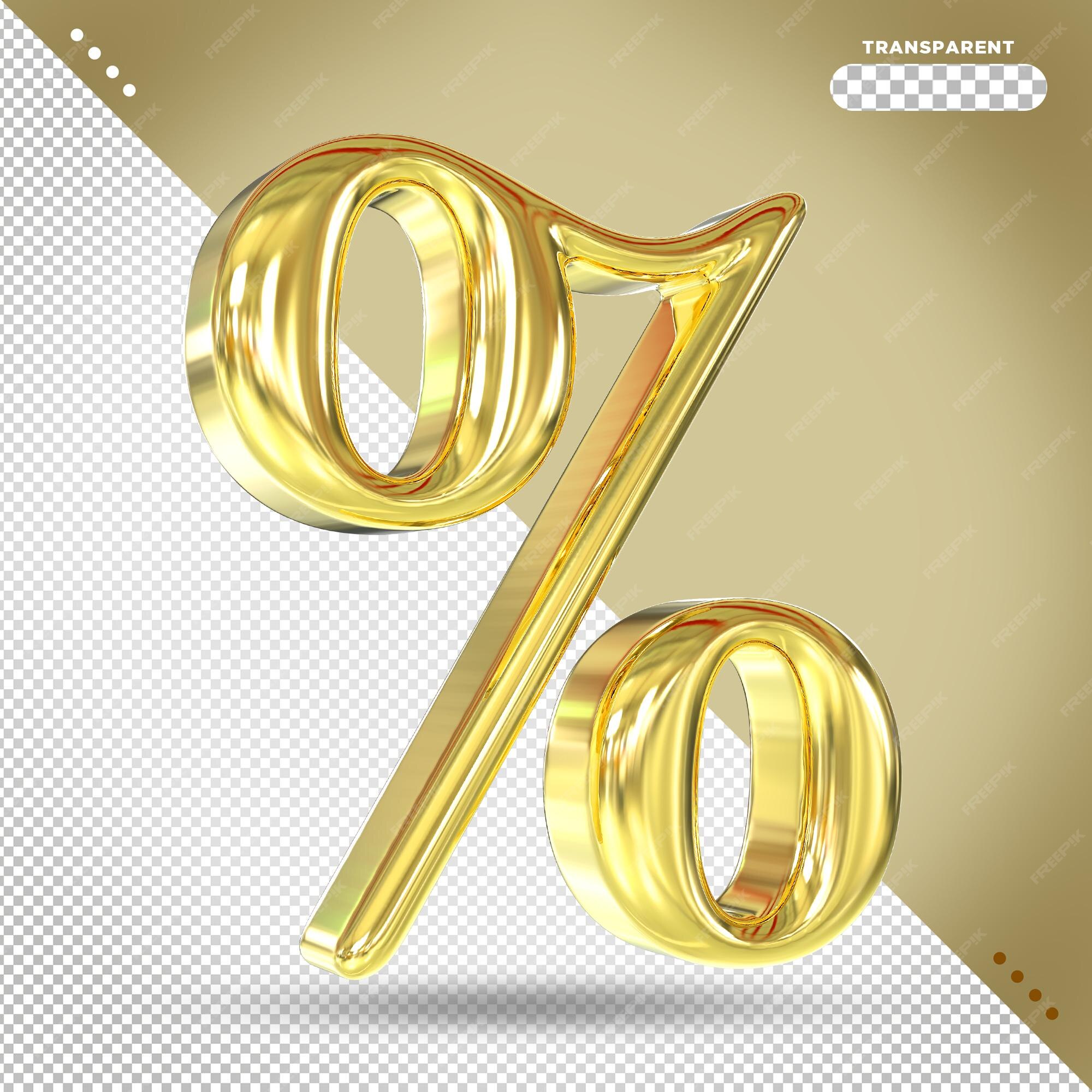 Premium Psd Percent Gold 3d Render 2059