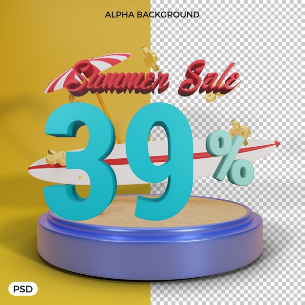 premium-psd-39-percent-summer-discount-offer-3d-render