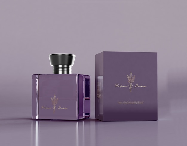 Download Premium PSD | Perfume bottle with box mockup