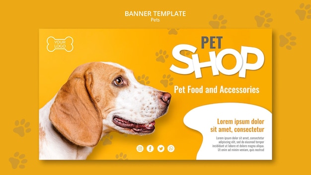 Free PSD | Pet shop banner template with photo