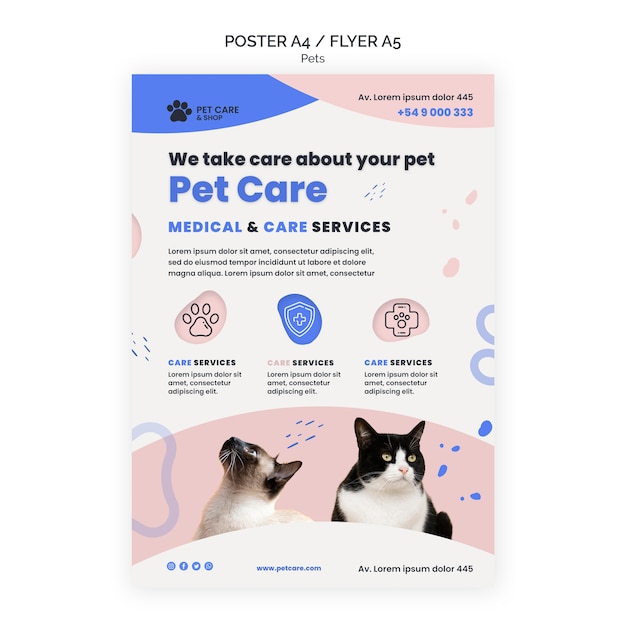 Free PSD | Pets care poster design template