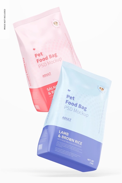 Download Free PSD | Pets food bags mockup, falling