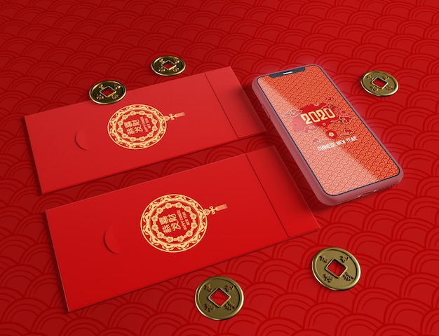 Download Phone mock-up and greeting cards for chinese new year ...