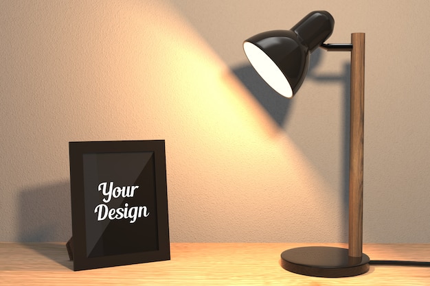 Download Photo frame and lamp mockup PSD file | Premium Download