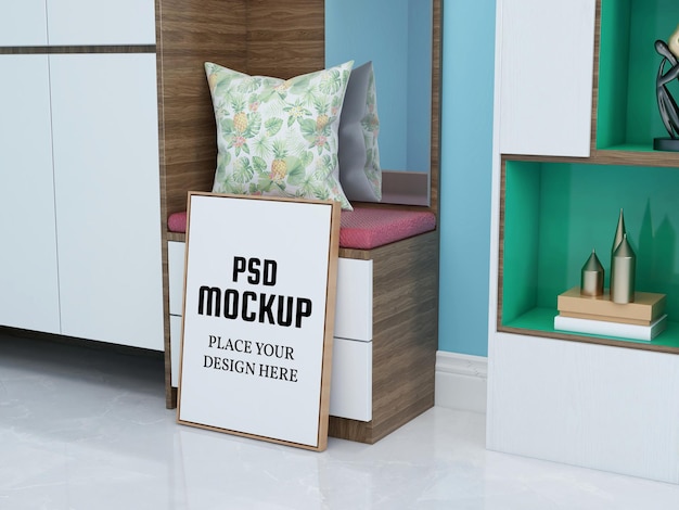 Download Premium PSD | Photo frame mockup on the marble floor
