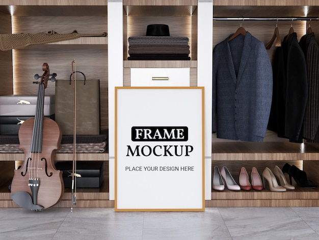 Download Premium PSD | Photo frame mockup realistic on the tile floor