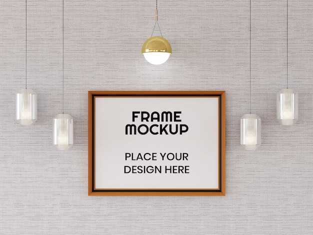 Premium PSD | Frame Mockup On The Gallery Wall With Vase Decoration