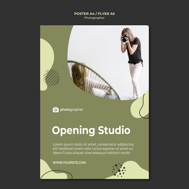 Free PSD | Photographer opening studio poster