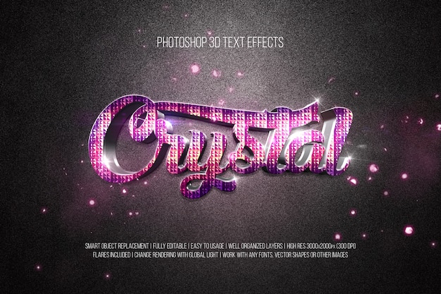 Download Photoshop 3d text effects crystal | Premium PSD File