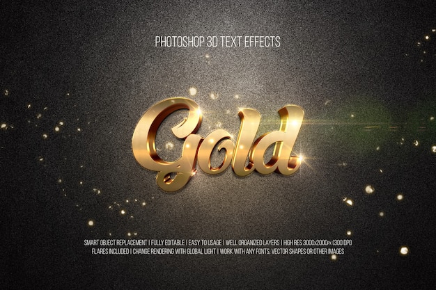 Premium PSD | Photoshop 3d text effects gold