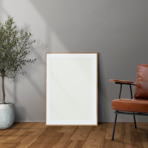 Free PSD | Picture frame mockup psd leaning in modern ...