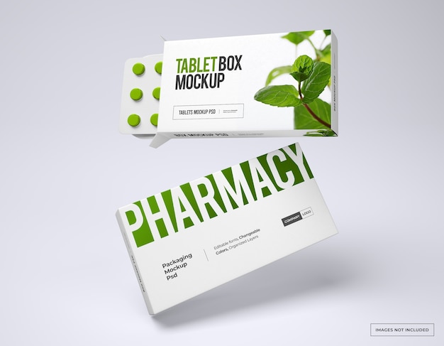 Download Premium PSD | Pill box mockup with loafs of tablets