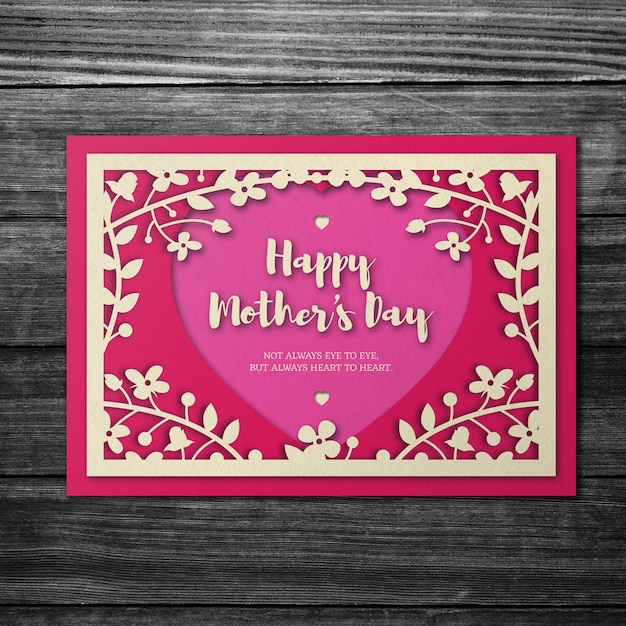 Premium Psd Pink Floral Mothers Day Card Mockup