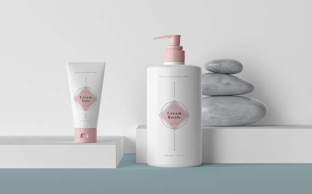 Download Free PSD | Pink packaging of cosmetic products