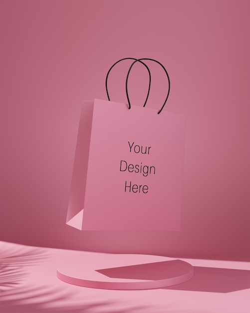 Download Premium PSD | Pink shopping bag mockup with tropical trees ...