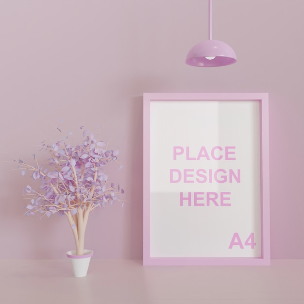 Download Pink theme square frame mockup | Premium PSD File