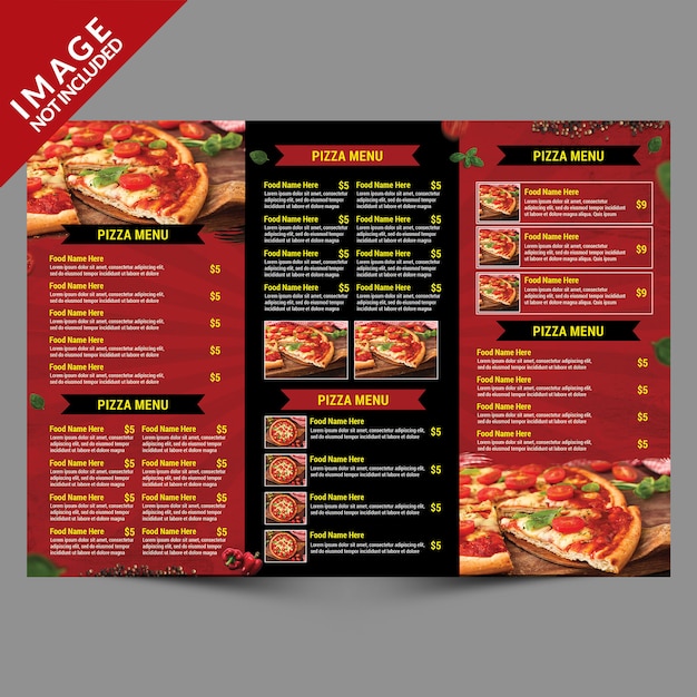 Pizza delivery service trifold menu inside tempalte Premium Psd