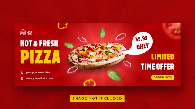 Pizza food menu promotion facebook cover banner template Premium Psd