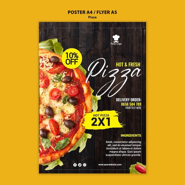 Pizza restaurant poster with photo | Free PSD File