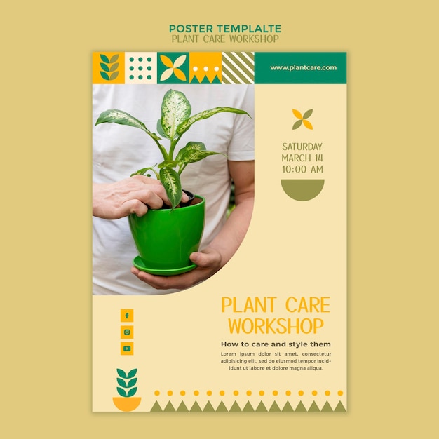 Free PSD | Plant care workshop poster template