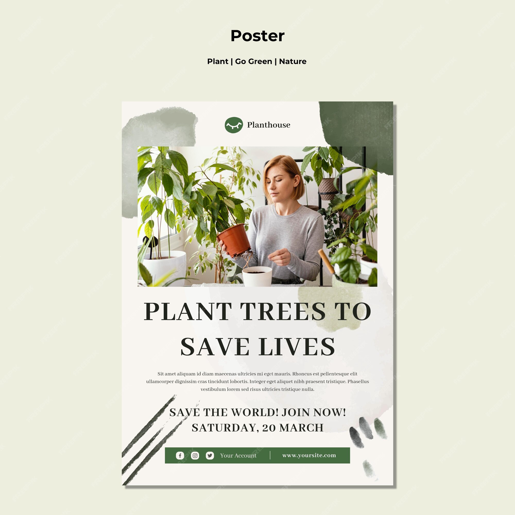 Free PSD | Plant go green nature poster