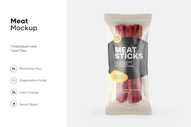Download Premium Psd Plastic Bag With Meat Sticks Mockup