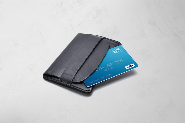 Download Plastic card on a wallet mockup | Premium PSD File