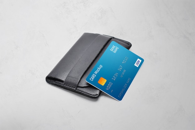 Download Premium PSD | Plastic card on a wallet mockup