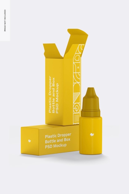 Download Premium Psd Plastic Dropper Bottle And Boxes Mockup